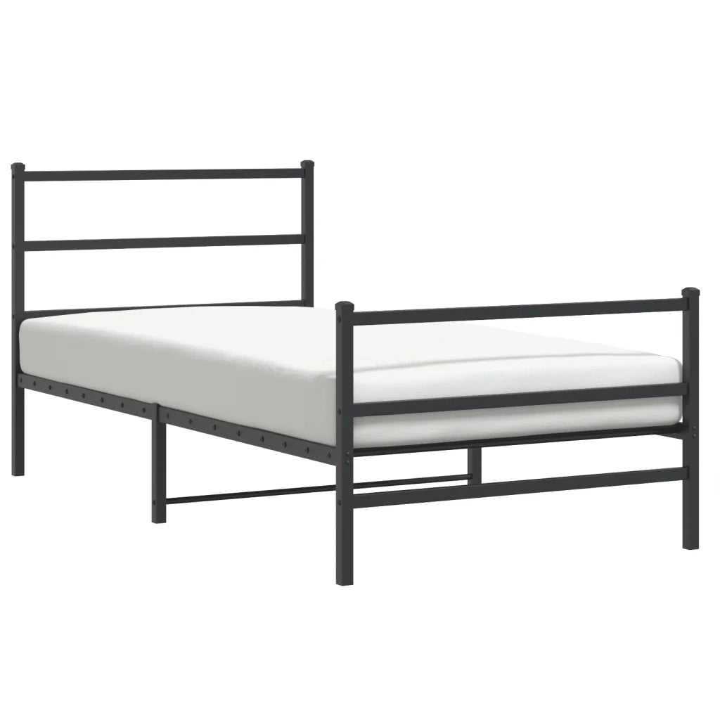 Giroletto con Testiera e Pediera Metallo Nero 100x190 cm 355377