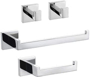 Set di accessori da bagno 4 pezzi in acciaio inossidabile con contenitore per le carte igieniche, asciugamano e catena da bagno lucidata a cromatura