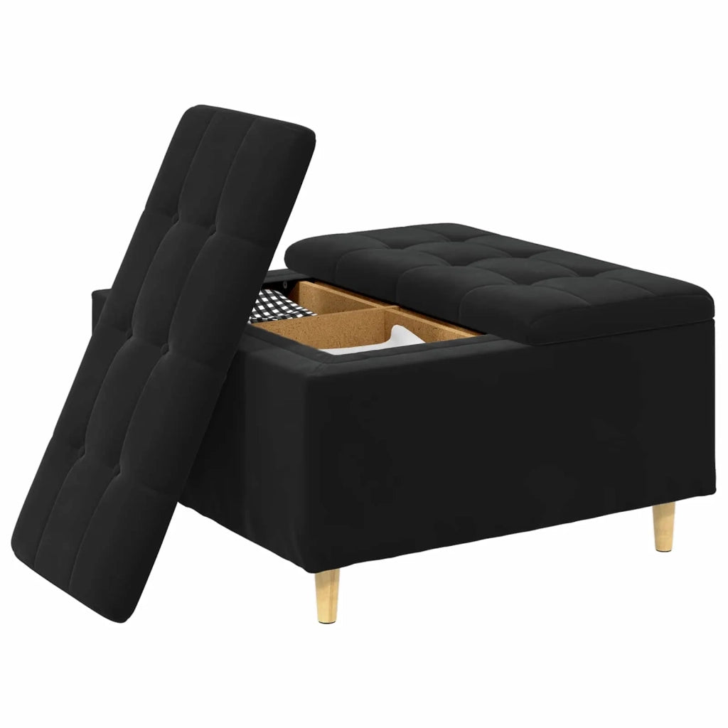 Pouf contenitore con cuscino Nero 80 x 80 x 45 cm Velluto 876844
