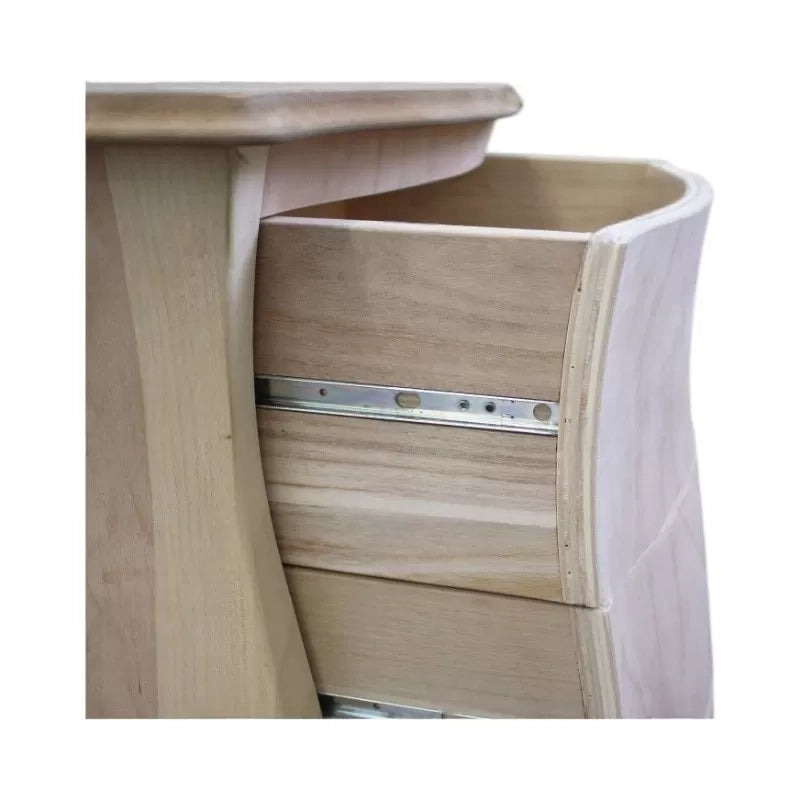 cassettiera bombata legno grezzo bianco 4 cassetti e ribalta 73x37x141 (3029) - Mobili 2G