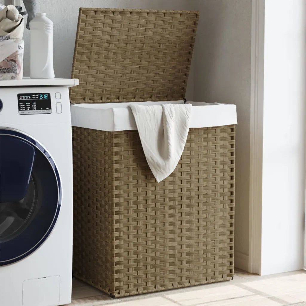 Cesto Portabiancheria con Coperchio 46x33x60 cm Polyrattan CFW2589886