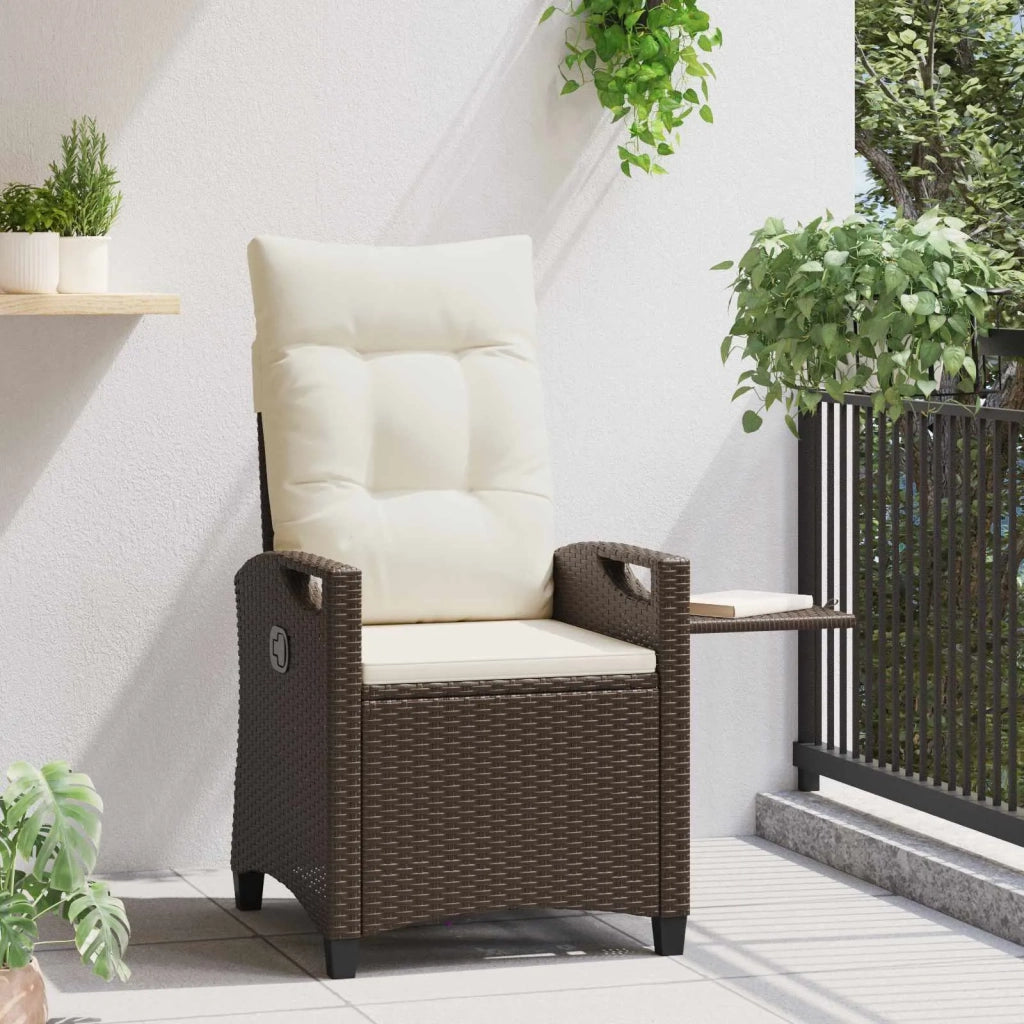 Sedia da giardino reclinabile Marrone e Crema 56 x 60 x 112 cm 42026841