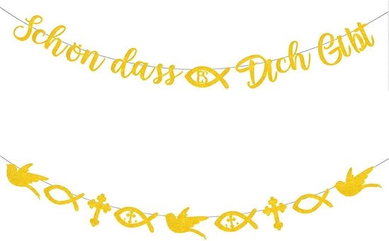 Decorazione per Feste con Motivi di Pesci, Croci e Colombe - Luminoso - Sospensione per Feste - Materiale Sostenibile in Cartone - Riciclabile - Atmosfera di Festa - Decorazione per Feste