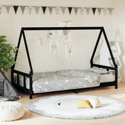 Giroletto per Bambini-Struttura Letto Bambini Nero 90x190 cm in Legno Massello di Pino 477932
