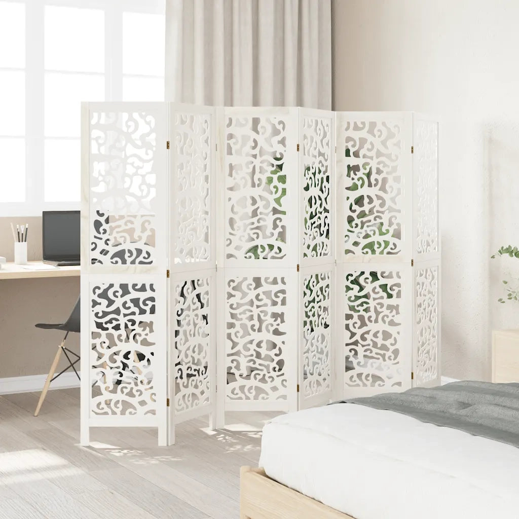 Divisorio Ambienti | Divider per stanze | Paravento 6Pannelli Bianco Legno Massello di Paulownia