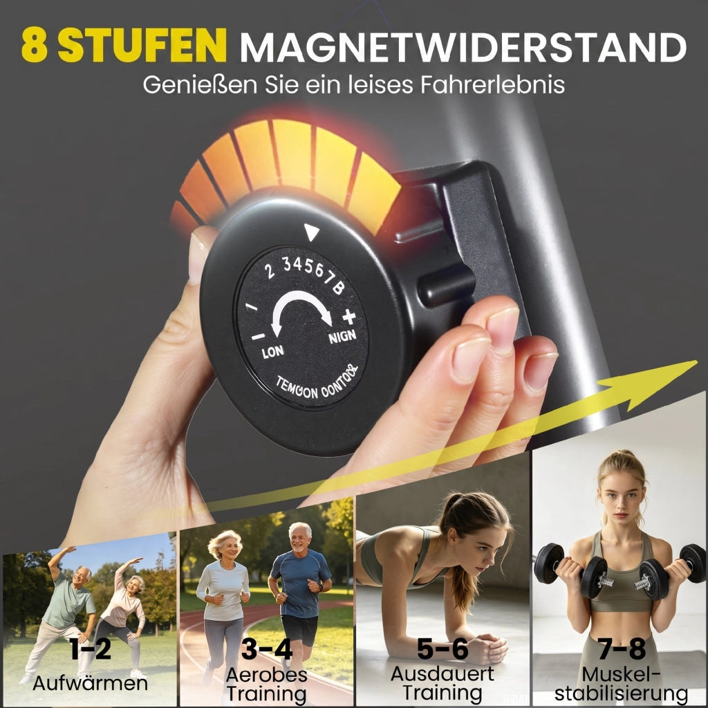 Bicicletta da allenamento magnetica reclinata ¨C Minimal ¨C 8 livelli di resistenza regolabile, monitor LCD, metallo e plastica, nero