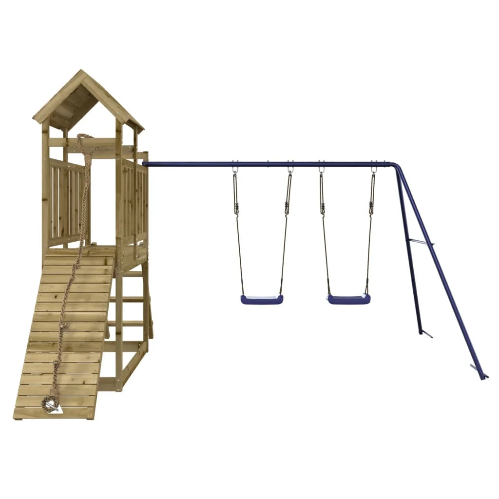 Altalene per parco giochi all'aperto scivolo altalene robuste giochi da giardino 313 x 248 x 214 cm legno di pino impregnato 02_0004999