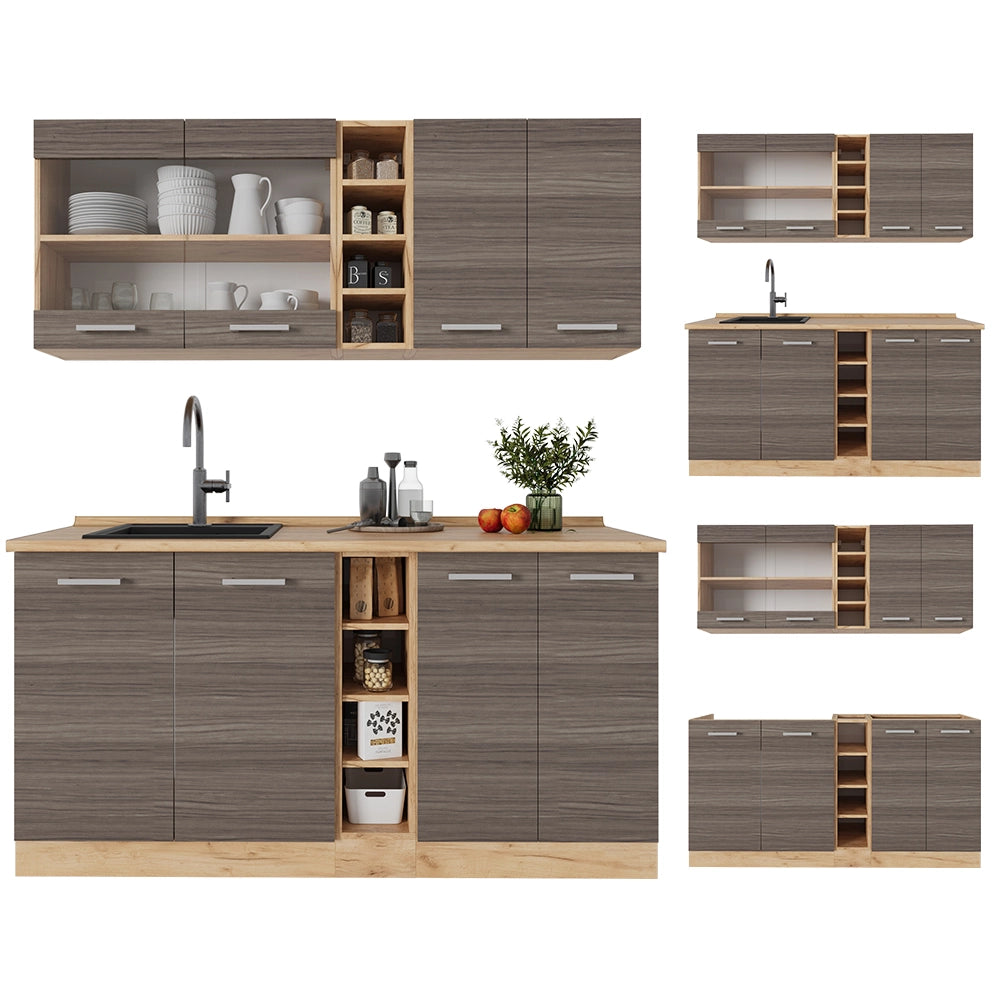 Vicco Cucina completa Grigio nobile/rovere dorato 160 cm , PL Rovere