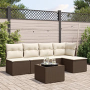 Set Divano da Giardino 6 pz con Cuscini Marrone in Polyrattan 3217533