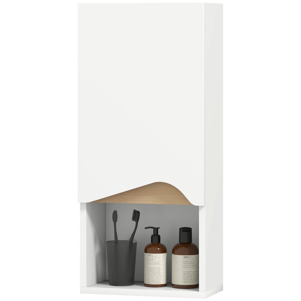 Armadietto Bagno Sospeso con Anta Soft-Close ¨C Zephmum ¨C Bianco 30x17x67 cm