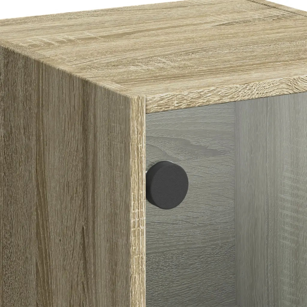 Credenza | Madia | Buffet da pranzo | Armadio da pranzo con Ante in Vetro Rovere Sonoma 35x37x109 cm