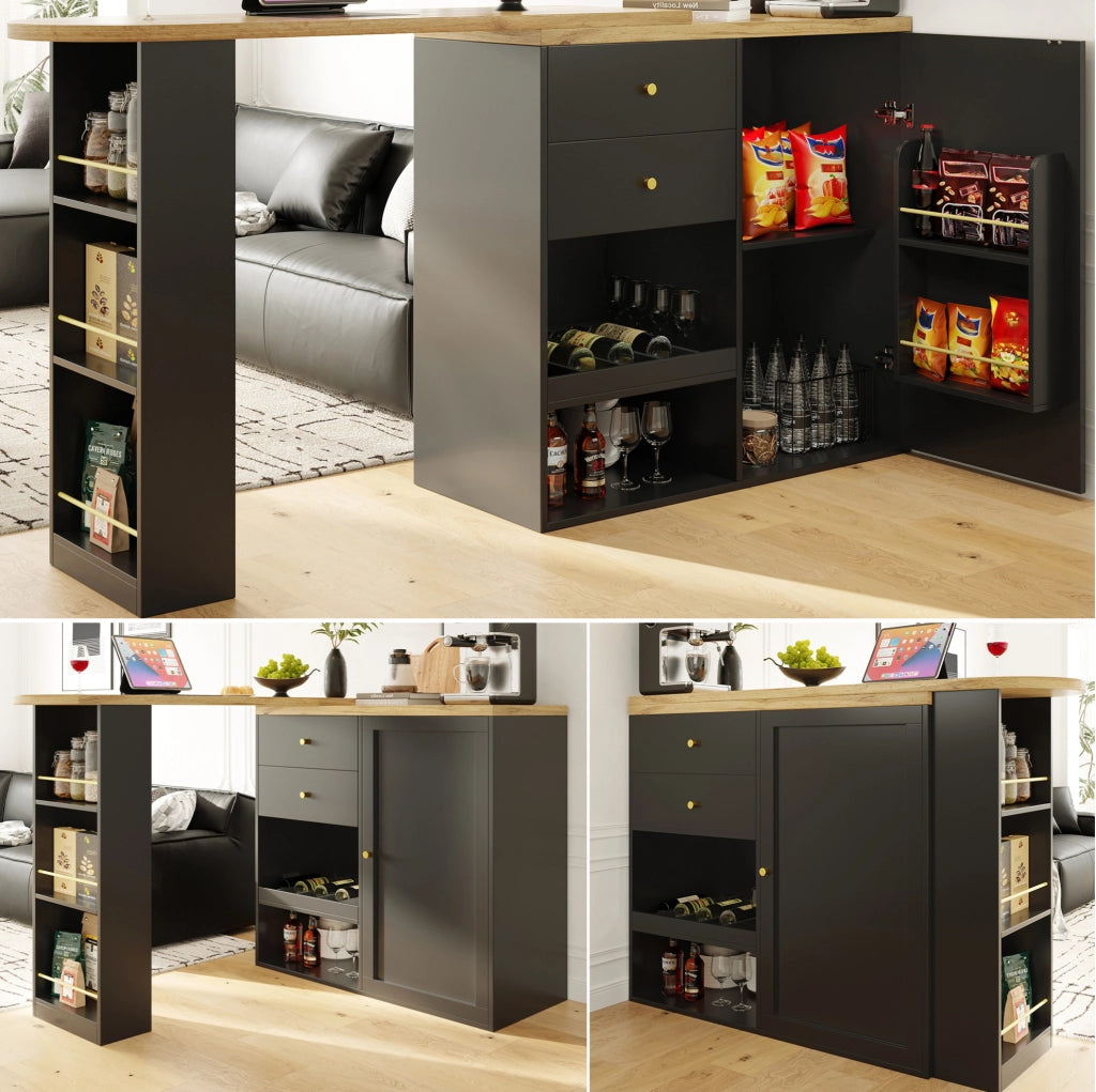 Mobile modulare girevole nero in MDF con 4 cassetti