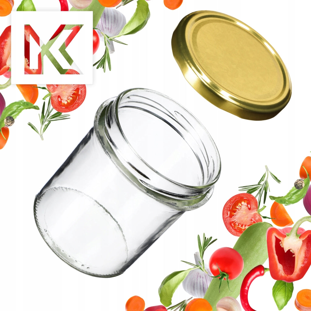 Barattoli di vetro KADAX Avila 350 ml 10 pezzi 82 mm + coperchi dorati