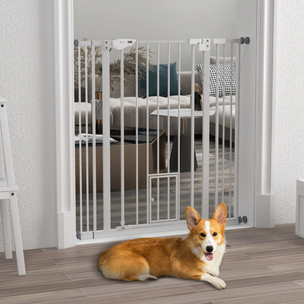 Cancello per Cani Regolabile ¨C Zephmum ¨C Bianco 74-101x104 cm