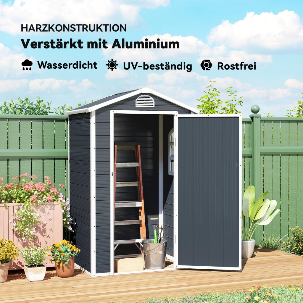 Casetta Giardino Shed 134x104x204 cm ¨C zephmum ¨C Plastica Grigio Scuro
