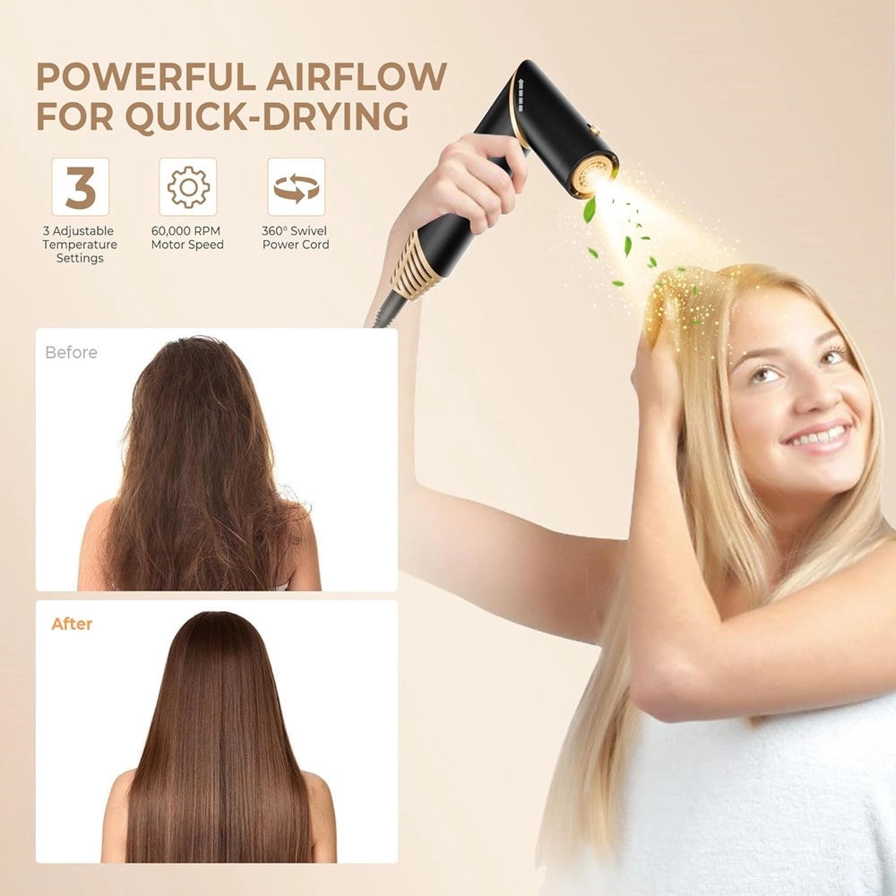 Trade Shop - Air Styler 5in1 Spazzola Capelli Ad Aria Calda Asciugacapelli Liscio Onde Ricci Multifunzione -