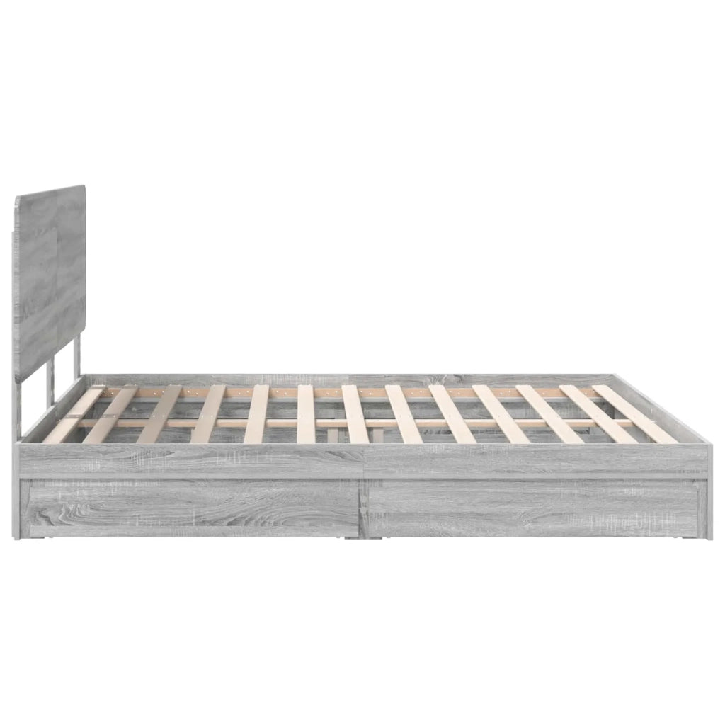 Letto con Contenitore con testiera Grigio Sonoma 200 x 200 cm