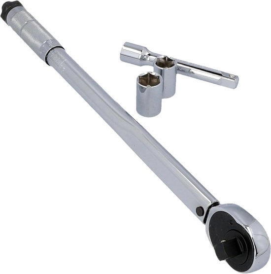 Chiave a bicicletta 40-210 Nm regolabile - 1/2 pollice quadrato - bocchette 17/19 mm - estensione argento