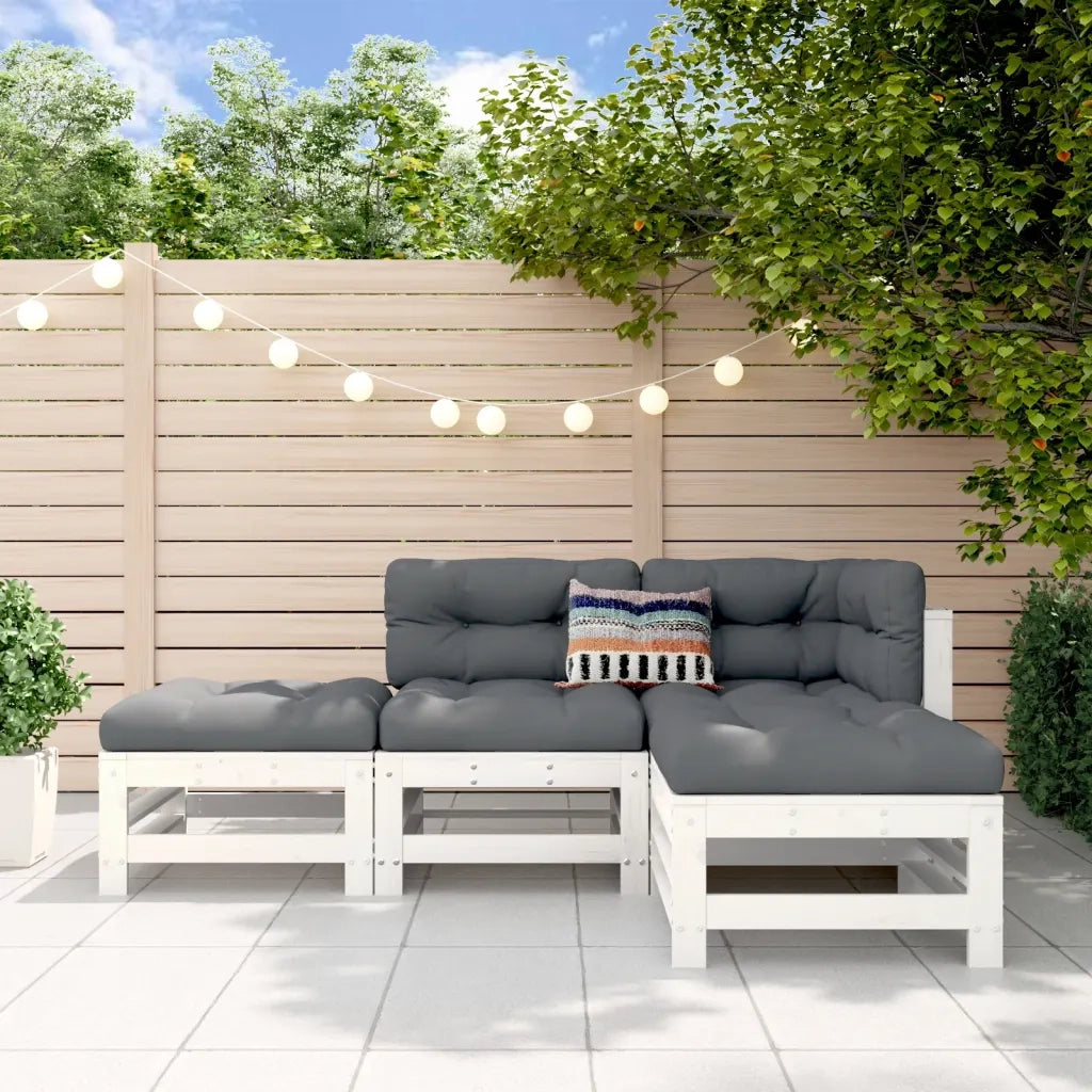 Set Salotto da Giardino 4 pz Bianco in Legno Massello di Pino 3186502