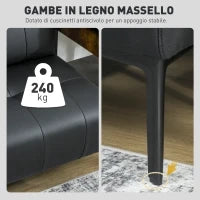 Divano 2 Posti in Finta Pelle Senza Braccioli e Trapuntato a Bottoni, 115x73x83 cm, Nero