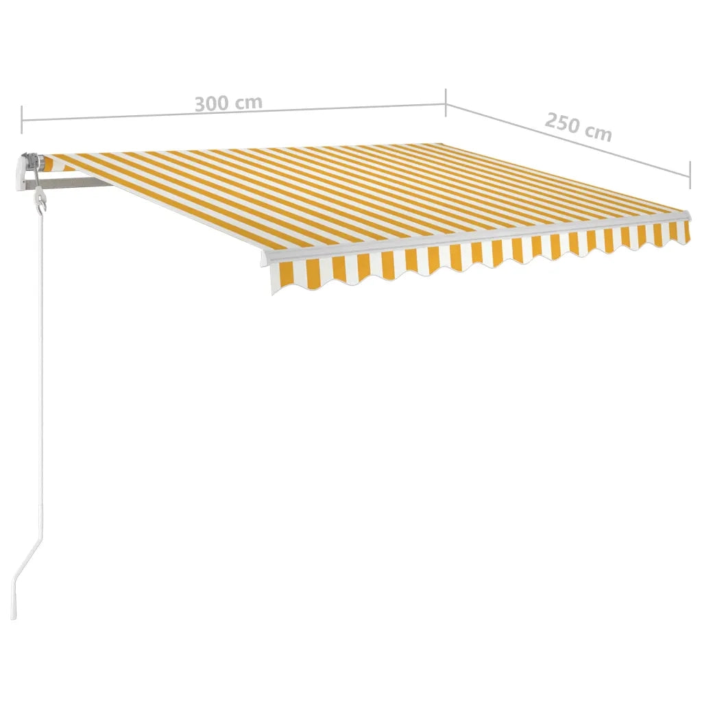 Tenda da Sole Retrattile Manuale con LED 3x2,5m Gialla Bianca 3069903