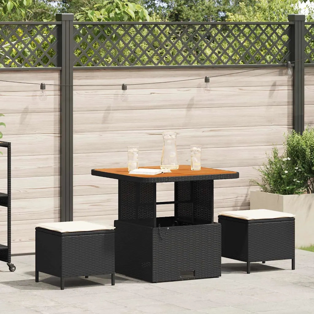 Set da Pranzo per Giardino Nero polyrattan 42007912