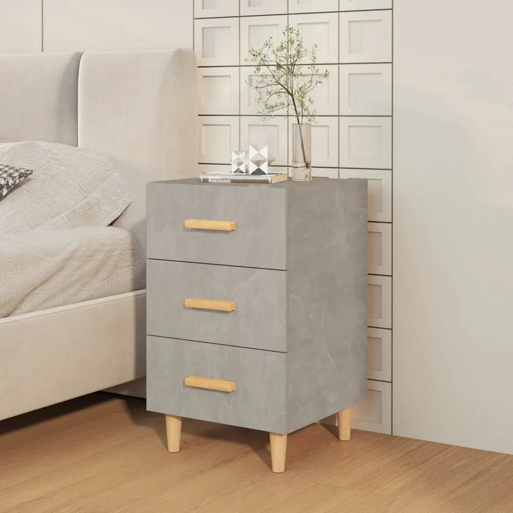 Comodino | Armadio da Notte | Mobiletto da notte Grigio Cemento 40x40x66 cm in Legno Multistrato