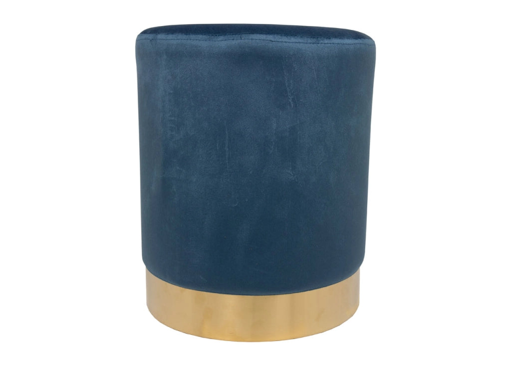 Pouf Salotto/Camera Rotondo Imbottito Modello Cilindro Velvet In Tinta Unita - Pouf - Blu
