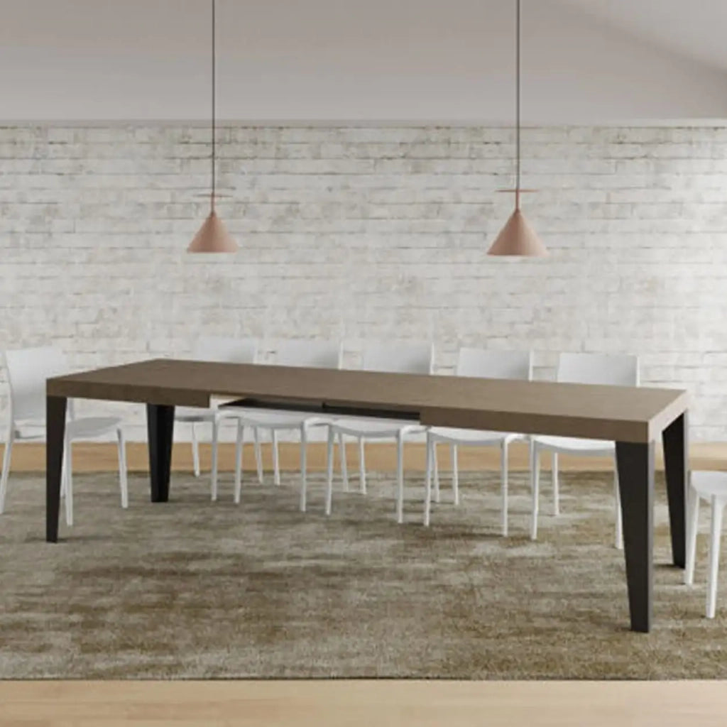 Tavolo allungabile 160/420x90 cm Flame tortora gambe antracite