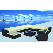 Set Divani da Giardino 12 pz con Cuscini in Polyrattan Nero 42092