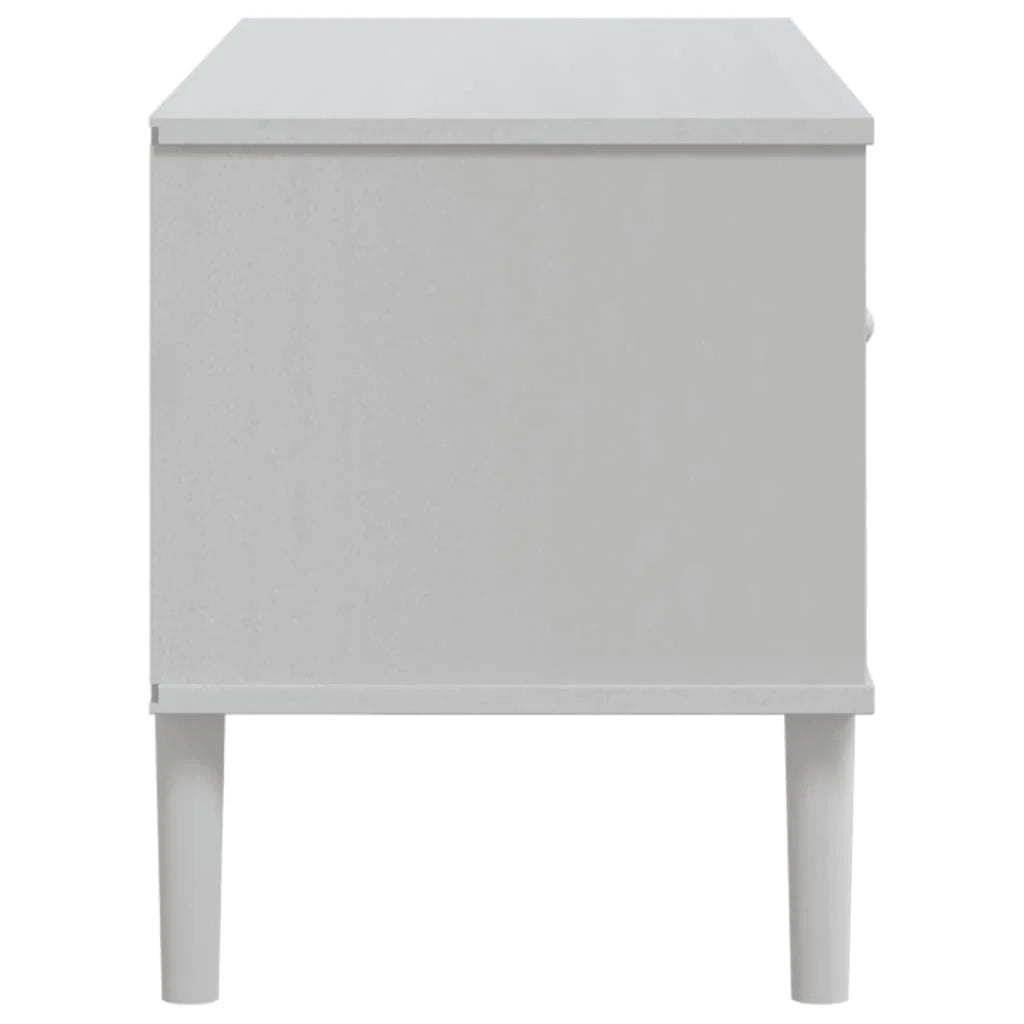 Mobile TV multimediale scaffale TV credenza TV sala da pranzo soggiorno camera da letto effetto rattan 106 x 40 x 49 cm legno massello di pino bianco 02_0028312