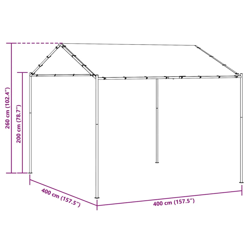Gazebo 4 x 4 x 2,6 m Tortora Poliestere e Acciaio 42030530