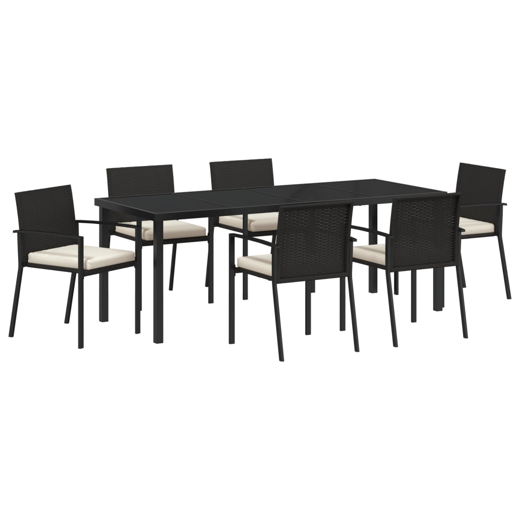 Set da pranzo per giardino 7 pezzi Rattan Nero