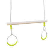 Trapezio in legno con anelli metallici per il cavalletto, verde