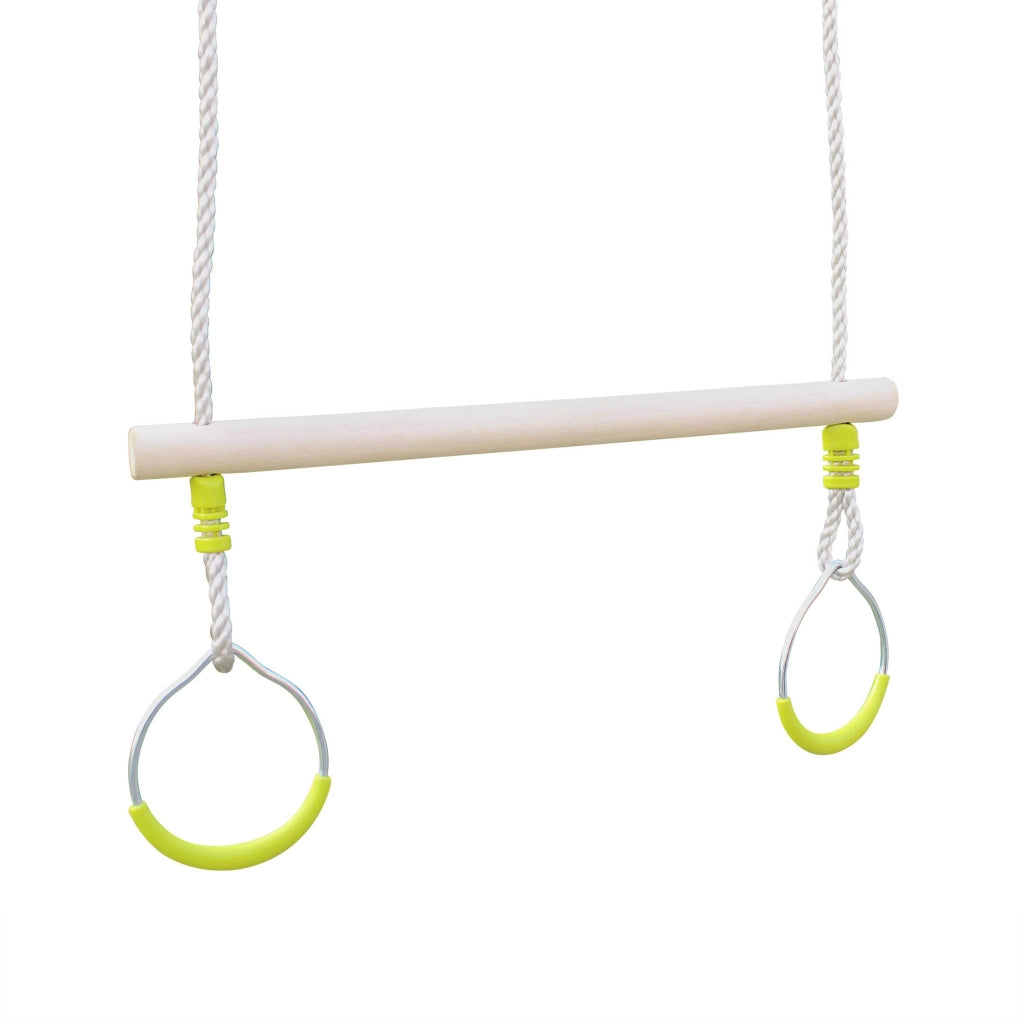 Trapezio in legno con anelli metallici per il cavalletto, verde