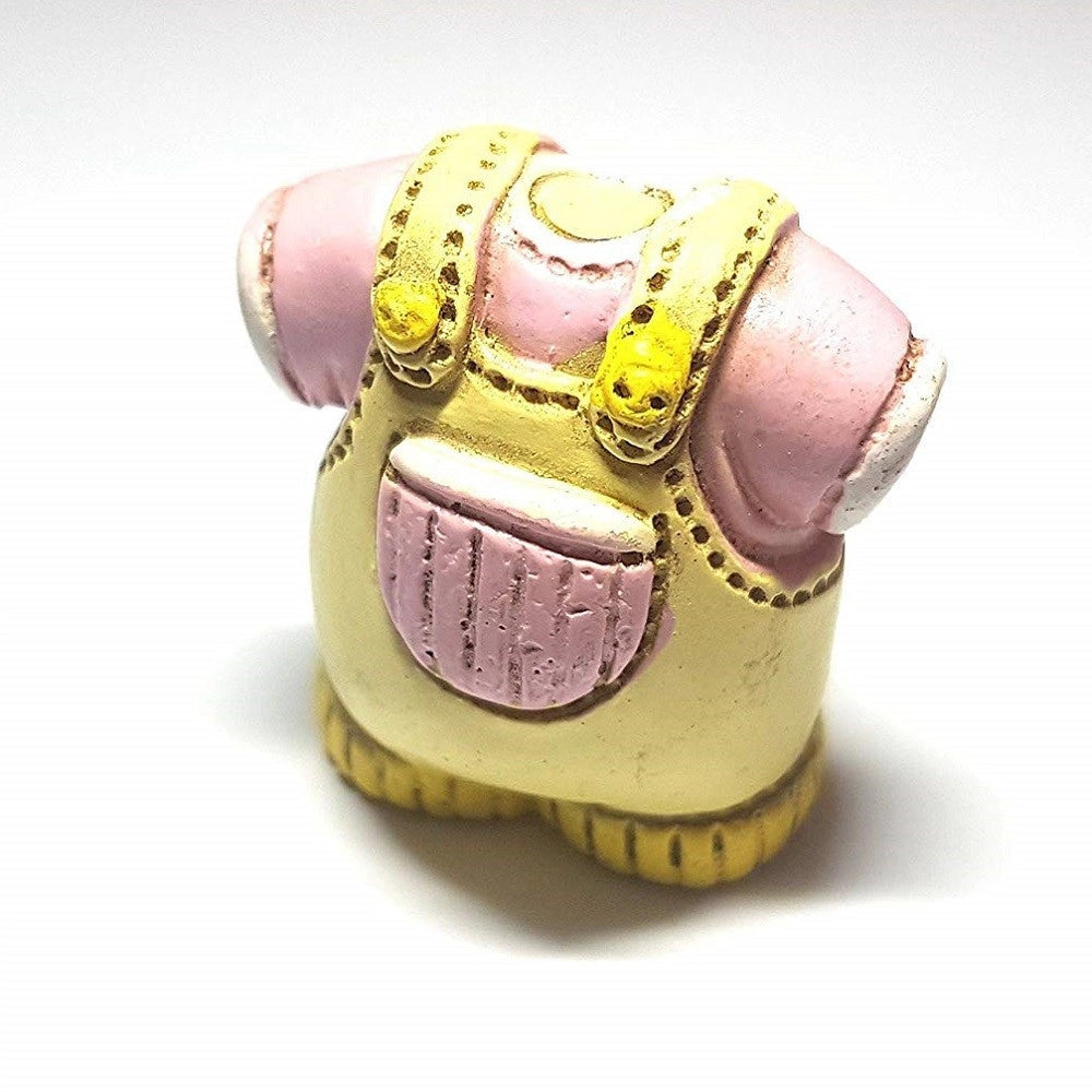Trade Shop - Set 12pz Bomboniera Vestitino Rosa 3d Bambina Ceramica Appoggio Battesimo Nascita -