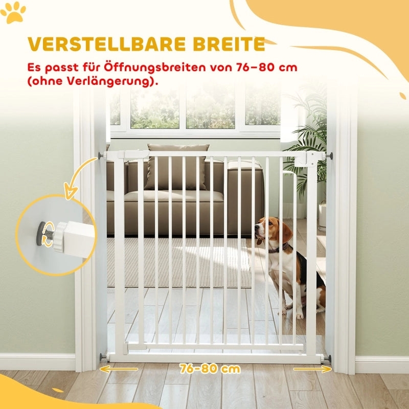 Cancelletto di sicurezza per scale, senza foratura, con chiusura automatica per bambini, cucina, scale, 76-80 x 76 cm, bianco