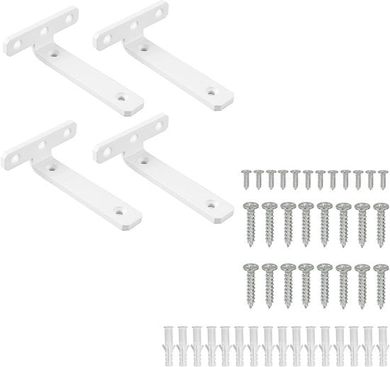 Set di 4 sospensioni per tavolo in legno, 10 x 7,5 cm, fissaggio invisibile alla parete, sospensioni per tavolo in legno flottanti, resistenti, bianche