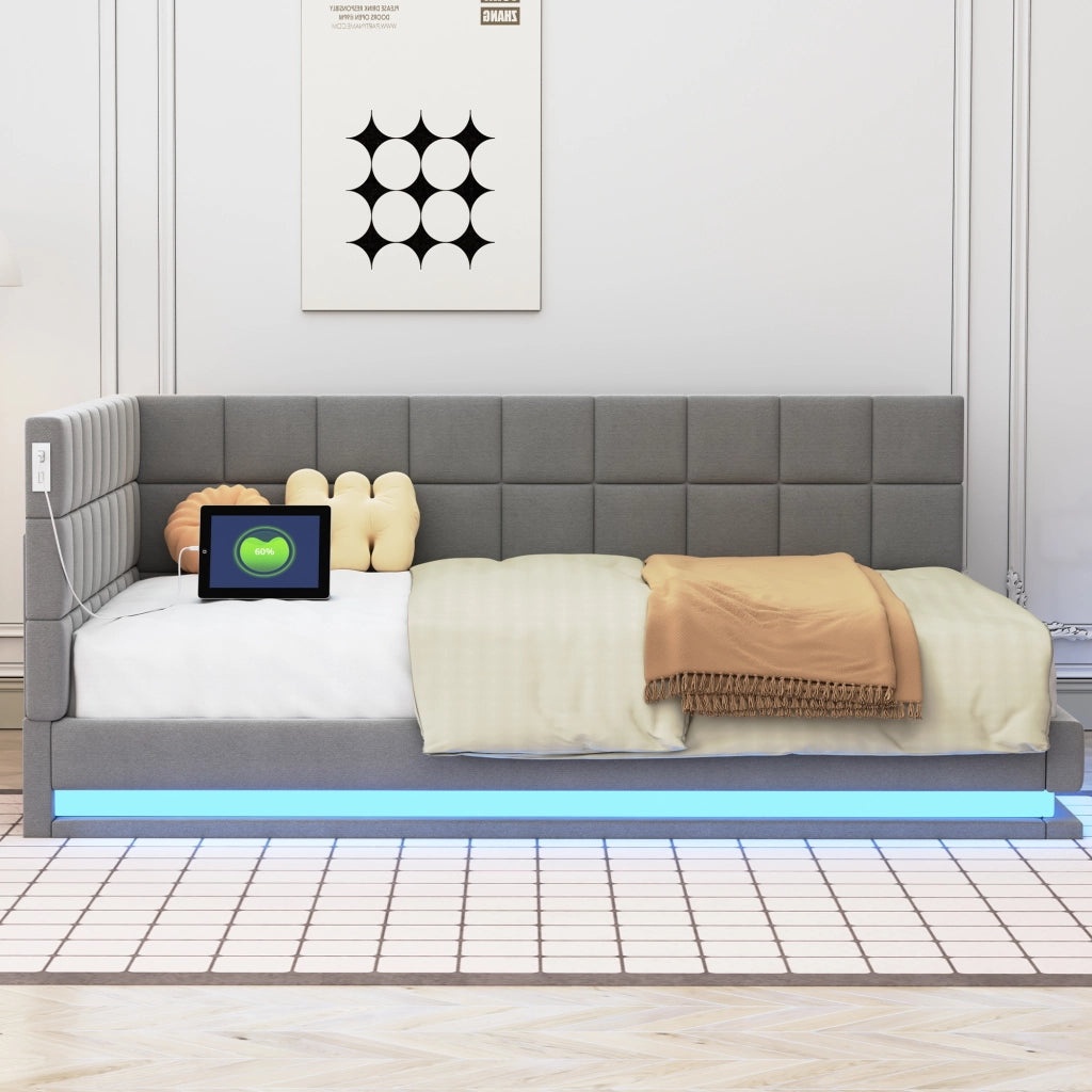 Letto poltrona multifunzione lino grigio 140x200 cm