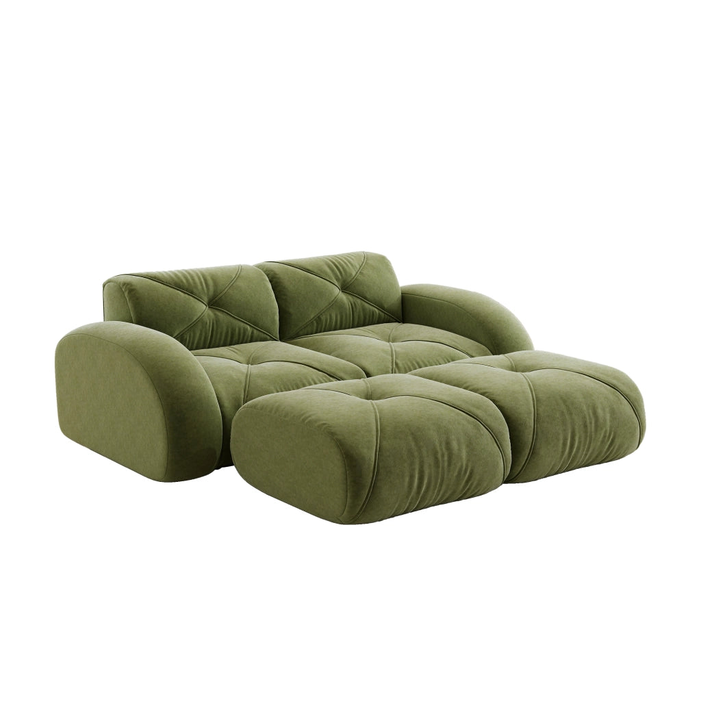 Divano 2 Posti Modulare con Poggiapiedi ¨C MINIMAL ¨C Verde, Senza Montaggio