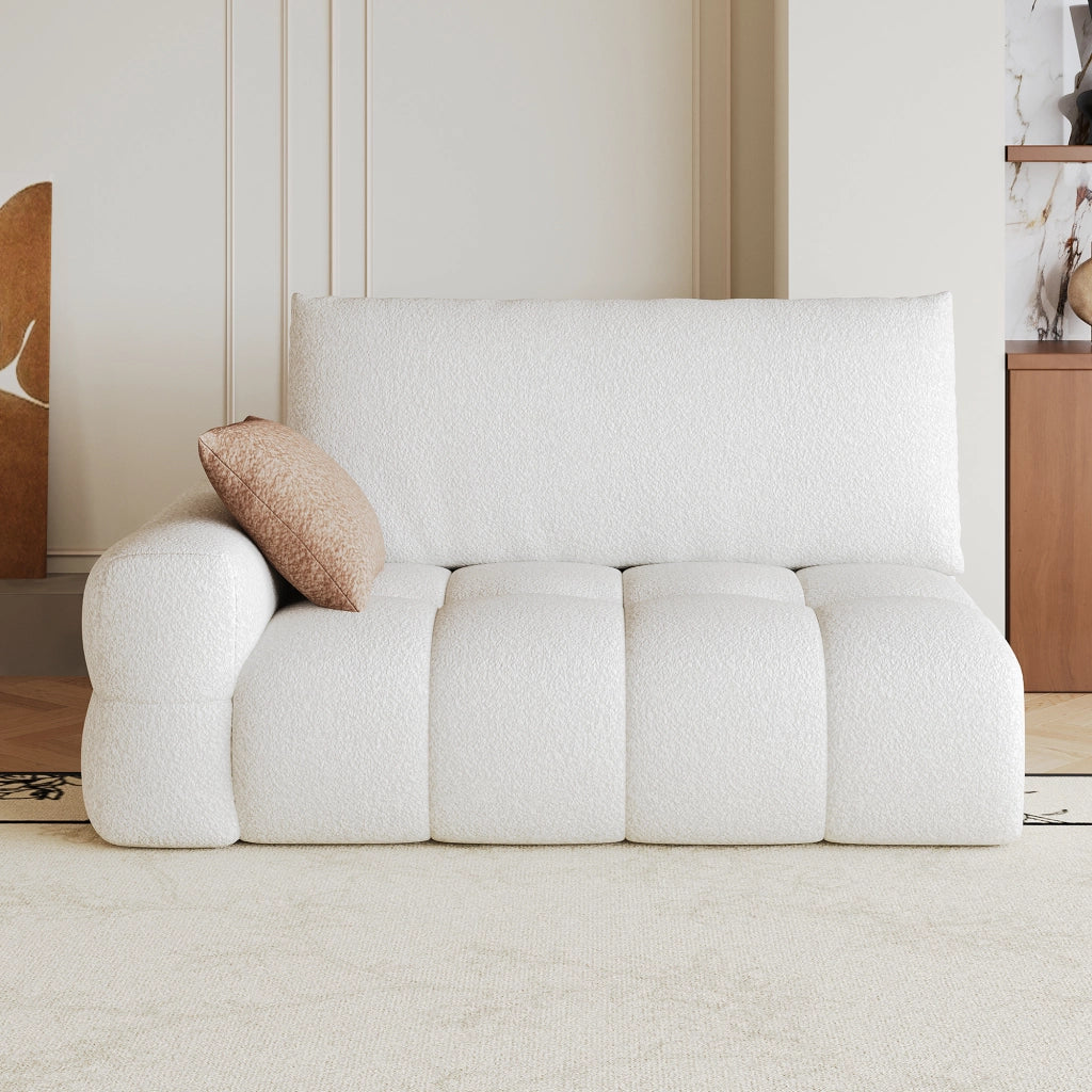 DIVANO 2 POSTI MODULARE 107 cm TESSUTO BIANCO CREMA