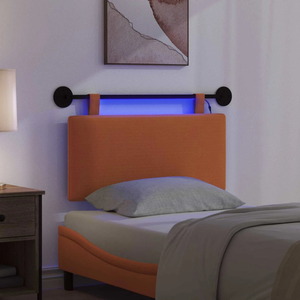 Testiera sospesa Con luce LED Arancione Tessuto in Cords 3424288