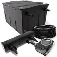 Set filtrante: Filtro bio per laghetto 60000l con Chiarificatore UVC 18W Pompa 80W Tubo e Fontana