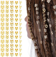 Accessori per Dreadlocks, Set di Manichette Metalliche Adattabili per Capelli, Clips e Viti per Capelli, Accessori per Capelli per Uomini e Donne - 80 pezzi (Oro)