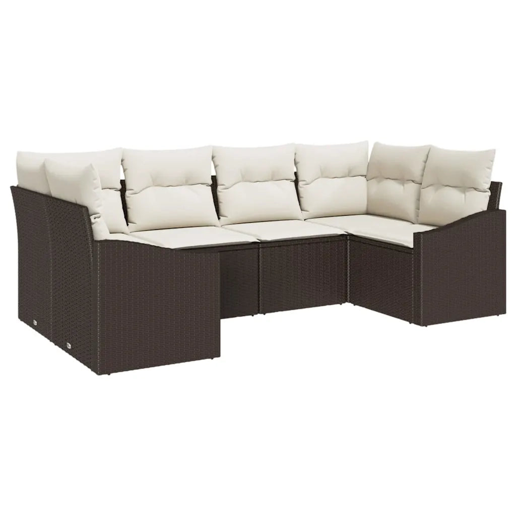 Set Divano da Giardino 6 pcs Marrone e Crema polyrattan 3355527