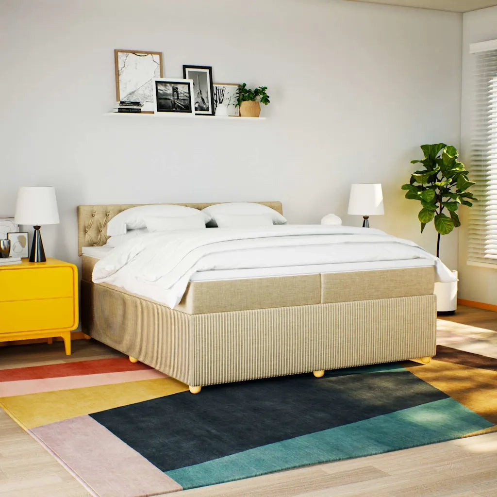 Giroletto a Molle con Materasso Crema 200x200 cm in Tessuto