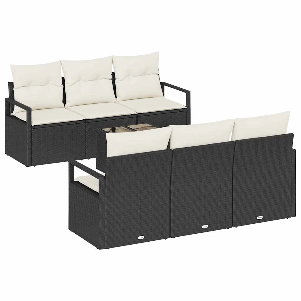 Set di divani con cuscino 7 pcs Nero e Crema polyrattan 3346267