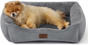 Letto per gatti per grandi gatti, lavabile - 63,5 x 53 cm, letto per cani con antislip per cani piccoli, cesta per gatti quadrata con bordo morbido, grigio