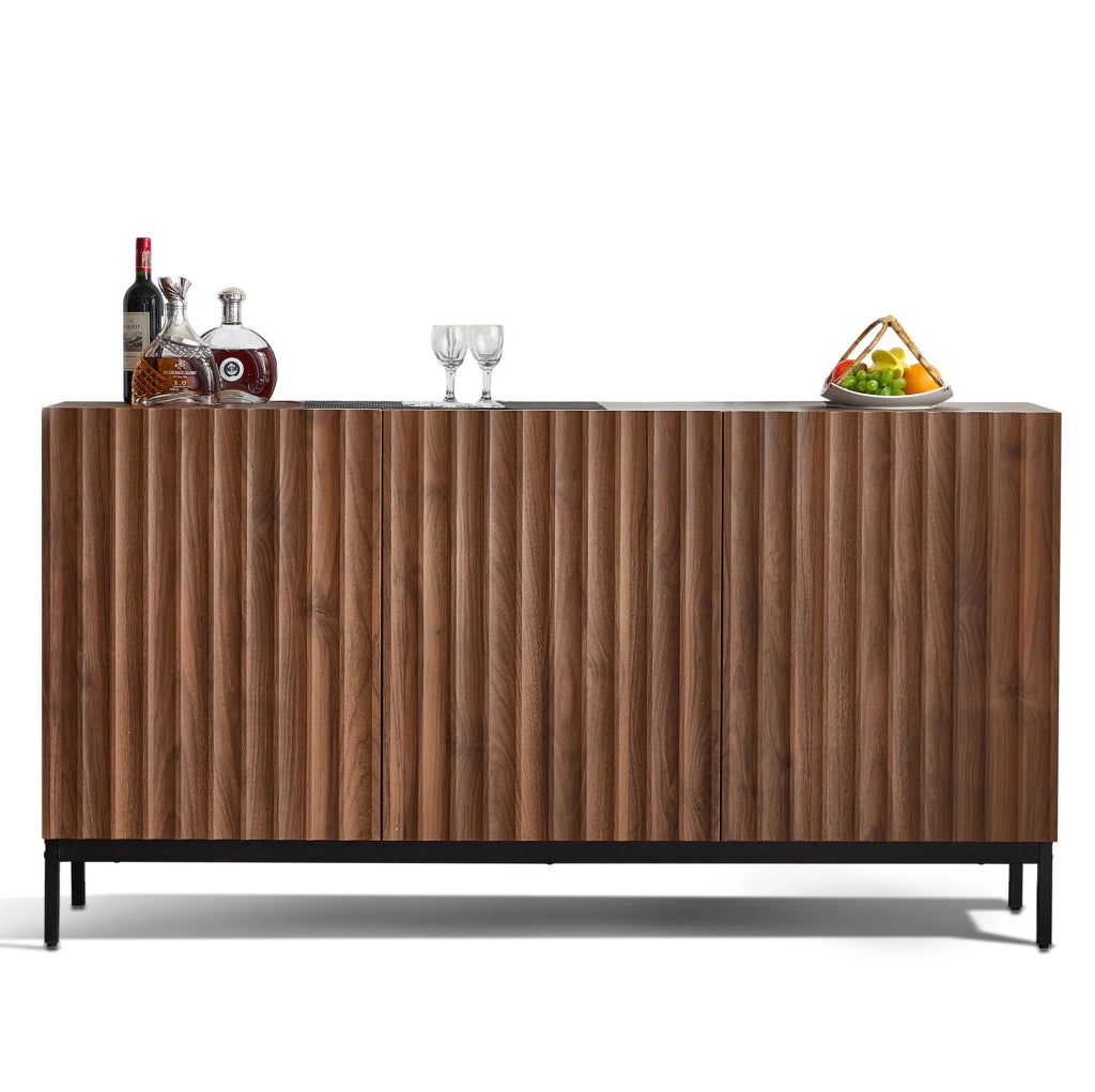 Madia moderna con design ondulato 150x40x80 cm; MDF e PB; colore naturale
