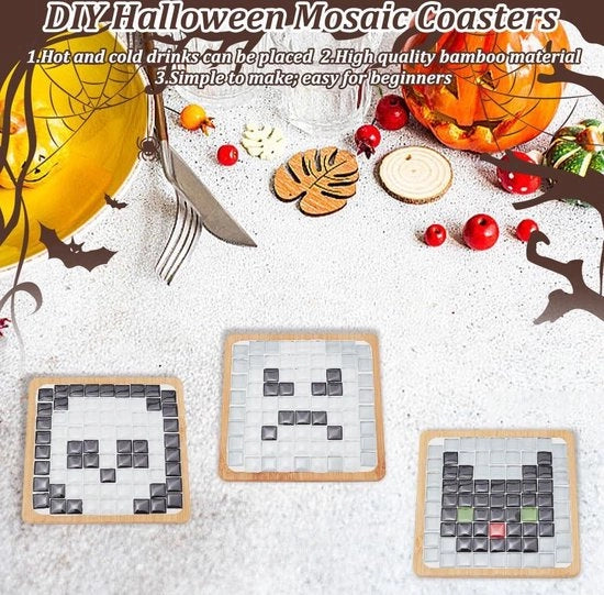 Set di mosaico per DIY tema Halloween - Colle mosaico a mano - Set da 3 - Gel mosaico - Colori misti - Guida per principianti - Decorazione domestica artigianale